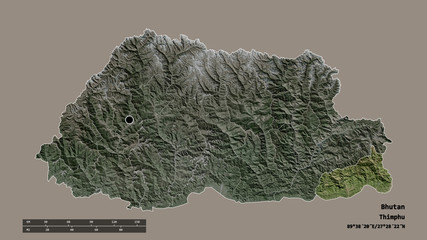 Location of Samdrupjongkhar, district of Bhutan,. Satellite