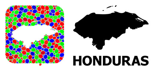 Obraz premium Mosaic Hole and Solid Map of Honduras