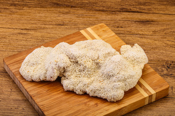 Raw meat schnitzel for roast