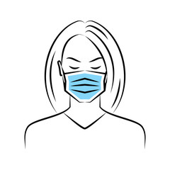 Woman in a medical mask. Vector illustration