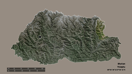 Location of Yangtse, district of Bhutan,. Satellite
