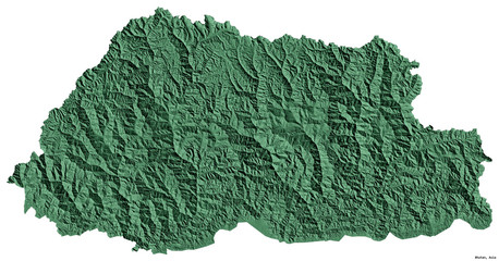 Bhutan on white. Administrative