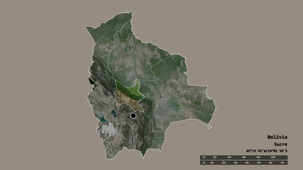 Location of Cochabamba, department of Bolivia,. Satellite
