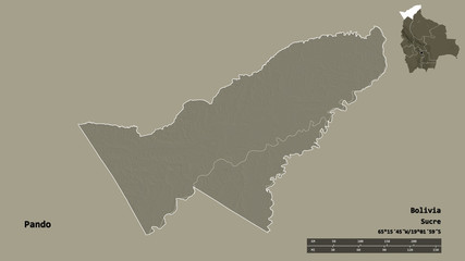 Pando, department of Bolivia, zoomed. Administrative