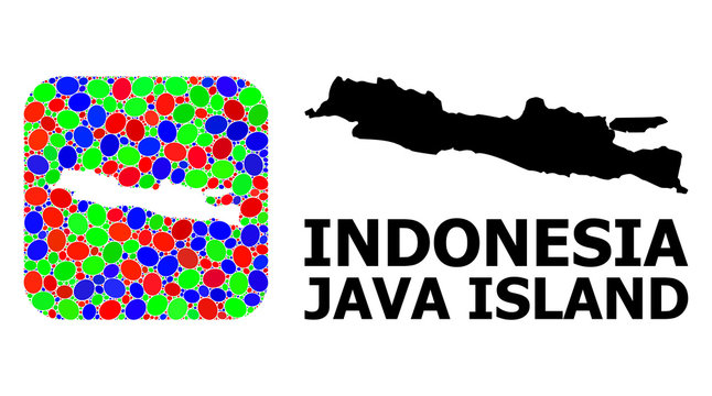 Mosaic Stencil and Solid Map of Java Island