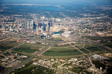 Obraz premium Dallas, Texas; Aerial photo of downtown Dallas, Texas with greenway