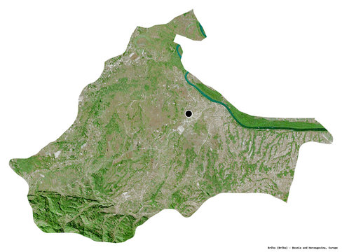 Brčko, district of Bosnia and Herzegovina, on white. Satellite