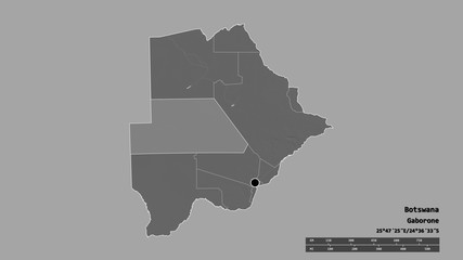 Location of Ghanzi, district of Botswana,. Bilevel