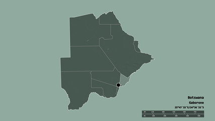 Location of Kgatleng, district of Botswana,. Administrative