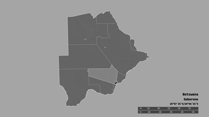 Location of Kweneng, district of Botswana,. Bilevel