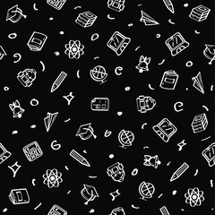 Seamless Pattern Abstract Doodle Elements Hand Drawn Collection College School Study Sketch Vector Design Style Background Grades Education Student Learning Illustration