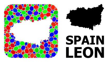 Mosaic Stencil and Solid Map of Leon Province