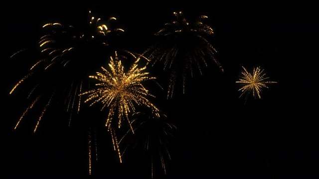 Gold firework particle spark random and overlapping animation with 3d rendering include alpha path.