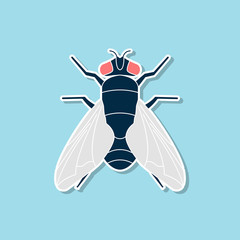 Fly, housefly, insect icon flat design isolated. Vector illustration