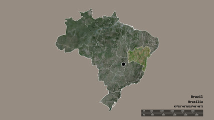 Location of Bahia, state of Brazil,. Satellite