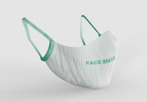 Angled View of COVID Face Mask Mockup