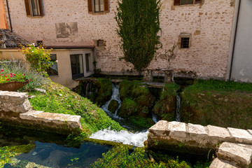 Streams that form small waterfalls in the center of the town of rasiglia