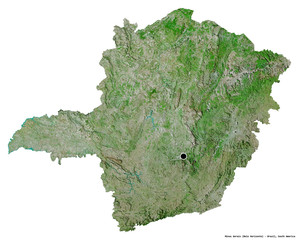 Minas Gerais, state of Brazil, on white. Satellite