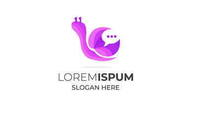 modern abstract colorful snail mascot concept with communication  icon . Snail line art vector vintage logo with talk icon . Modern continuous line draw vector graphic design illustration