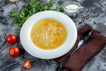 chicken noodle soup. served with sour cream