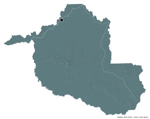 Rondônia, state of Brazil, on white. Administrative