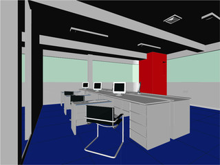 Interior Office Rooms Vector. Illustration Isolated On White Background. A Vector Illustration Of Classic Office Room Background.