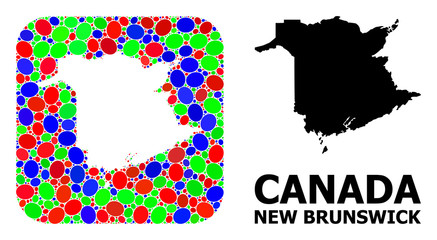 Mosaic Stencil and Solid Map of New Brunswick Province