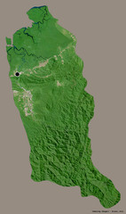 Temburong, district of Brunei, on solid. Satellite