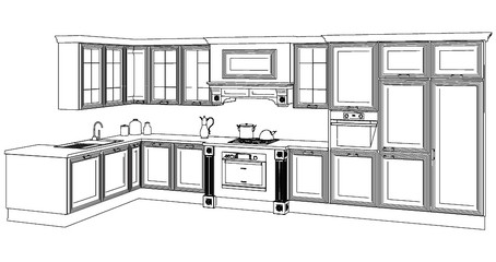 Kitchen Vector. Illustration Isolated On White Background. A Vector Illustration Of Kitchen Background.