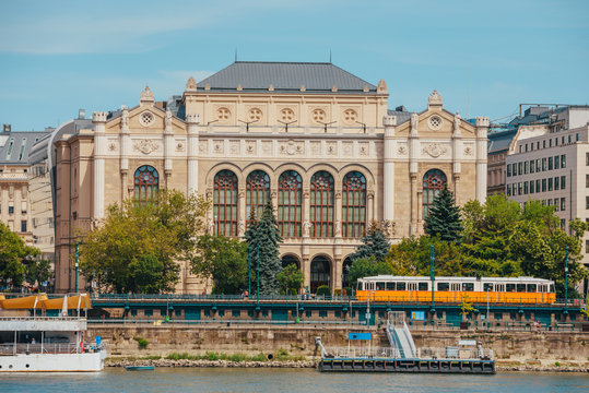 BUDAPEST, HUNGARY, AUGUST 2, 2020: Vigad&oacute; Concert Hall in Budapest City center by Danube river.