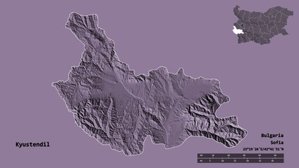 Kyustendil, province of Bulgaria, zoomed. Administrative