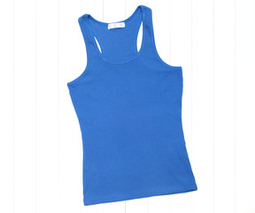 Blue tank top on white background