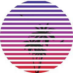 The icon gradient illustration of sunset landscape with palms trees and birds
