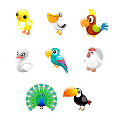 set of сute friendly toys of different animals