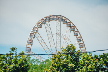View of the ferris wheel in Erzsebet square in Budapest, Hungary.