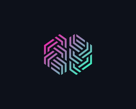 Brain gradient logo silhouette design vector template linear style. Brainstorm think idea logotype concept outline icon