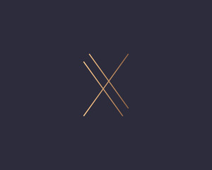 Abstract linear letter X logo icon design modern minimal style illustration. Premium vector line emblem sign symbol mark logotype