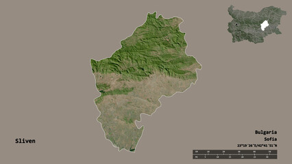 Sliven, province of Bulgaria, zoomed. Satellite
