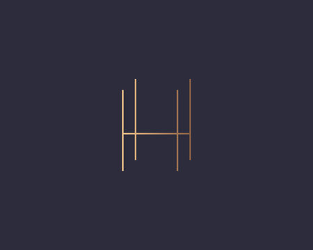 Letter H logo monogram, minimal style identity initial logo mark. Golden gradient parallel lines vector emblem logotype for business cards initials invitations ect.