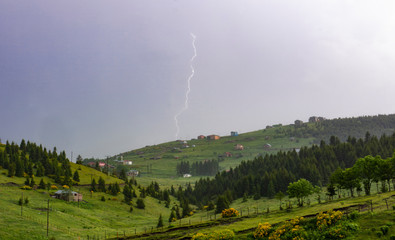 lightning over the mountains