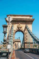 Budapest, Hungary. Chain Bridge detail photo..