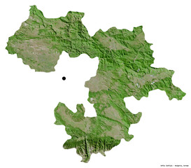 Sofia, province of Bulgaria, on white. Satellite