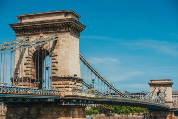 Obraz premium Budapest, Hungary. Chain Bridge detail photo..
