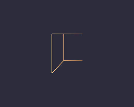 Letter F logo monogram, minimal style identity initial logo mark. Golden gradient parallel lines vector emblem logotype for business cards initials invitations ect.