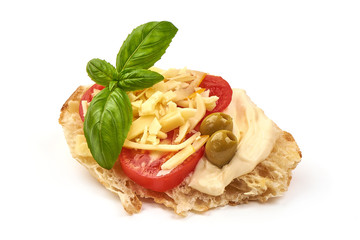 Cream cheese sandwich, italian cuisine, isolated on white background