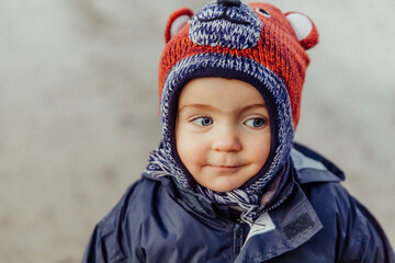 Portrait of a toddler girl with blue eyes