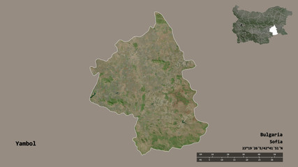 Yambol, province of Bulgaria, zoomed. Satellite