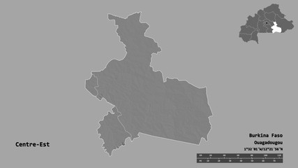 Fototapeta premium Centre-Est, region of Burkina Faso, zoomed. Bilevel