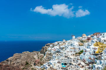 Fototapeta na wymiar View of Oia the most beautiful village of Santorini island in Greece.