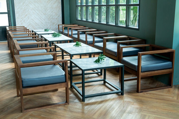 table and chairs, Modern restaurant interior